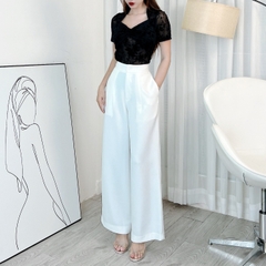 Áo Kiểu Nữ Tay Ngắn Chất Lưới Ép Nhung Đi Làm Đi Tiệc MIMIX - EK2