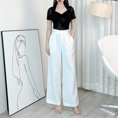 Áo Kiểu Nữ Tay Ngắn Chất Lưới Ép Nhung Đi Làm Đi Tiệc MIMIX - EK2