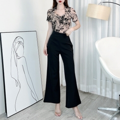 Áo Kiểu Nữ Tay Ngắn Chất Lưới Ép Nhung Đi Làm Đi Tiệc MIMIX - EK2