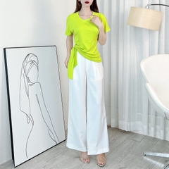 Áo Thun Trơn Cổ Tròn Tay Hến Phối Thắt Eo Chất Thun Rip Lạnh QC Đi Du Lịch MIMIX - EK0