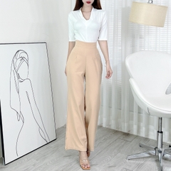 Áo Thun Nữ Cổ Tim Tay Ngắn Trơn Chất Borip QC Đi Làm Đi Du Lịch MIMIX - EI0