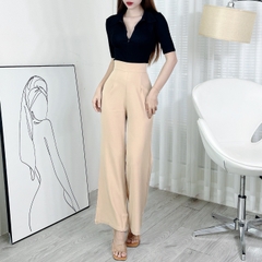 Áo Thun Trơn Cổ Sơ Mi Tay Ngắn Phối Khóa Kéo Trước Chất Thun Borip QC Đi Biển Đi Làm MIMIX - EI7