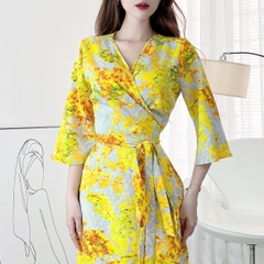 Đầm Maxi Hoa Đắp Chéo Kiểu Nữ Tay Loe Dáng Dài Đuôi Cá Chất Lụa Mango Đi Biển MIMIX - CN8