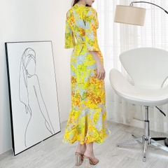 Đầm Maxi Hoa Đắp Chéo Kiểu Nữ Tay Loe Dáng Dài Đuôi Cá Chất Lụa Mango Đi Biển MIMIX - CN8