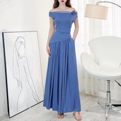 Set Bộ Trơn Áo Trễ Vai Vạt Xéo Kèm Quần Dáng Dài Chất Thun Rip Lạnh Đi Tiệc MIMIX - EK6