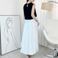 Set Váy Nữ Áo Sát Nách Đính Nơ Mix Chân Váy Bí Dáng Dài Xòe MIMIX Đi Biển - ER2