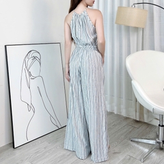Set Yếm Sọc  Áo Form Yếm Kèm Quần Dáng Dài Chất Linen Kẻ Đi Du Lịch MIMIX - EJ7