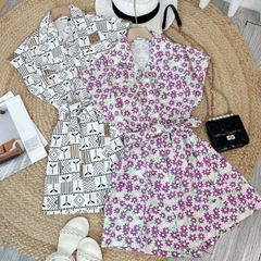 Jumpsuit Short Hoa Phối Túi Hộp Chất Linen Bột Đi Du Lịch MIMIX - ES5