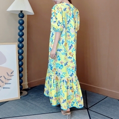 Váy Maxi Baby Doll Cổ Tròn Tay Ngắn Họa Tiết In Hoa Tay Ngắn Chất Boi In Hoa Lót Lụa Đi Biển MIMIX - ES8