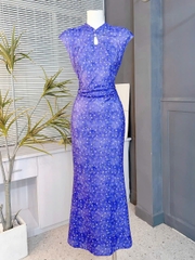 Đầm Body Hoa Váy Nhún Eo Cổ Tàu Giọt Nước Dáng Dài Đuôi Cá Chất Thun Lụa Mịn QC - EN2