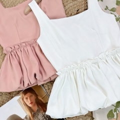 Set Bộ Nữ Áo 2 Dây Peplum Mix Chân Váy Gấm Hoa Dáng Dài Đi Du Lịch MIMIX - EX0