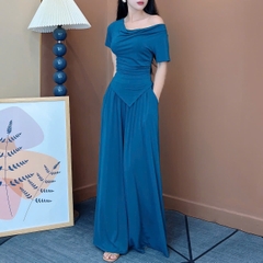 Set Bộ Nữ Áo Thun Tà Nhọn Mix Quần Dáng Dài Chất Thun Dẻo Rayon Đi Dạo Phố MIMIX - EW4