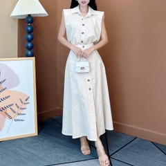 Set Váy Nữ Áo Sát Nách Mix Chân Váy Đính Nút Chất Linen Bột Đi Làm Đi Tiệc MIMIX - EX3