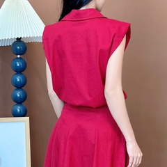 Set Váy Nữ Áo Sát Nách Mix Chân Váy Đính Nút Chất Linen Bột Đi Làm Đi Tiệc MIMIX - EX3