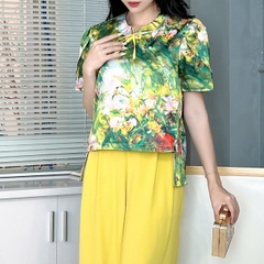 Set Bộ Nữ Áo Cut Out Vạt Trước Mix Quần Suông Dài Đi Dạo Phố Đi Du Lịch MIMIX - EZ1