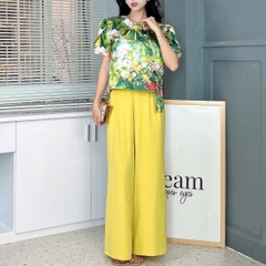 Set Bộ Nữ Áo Cut Out Vạt Trước Mix Quần Suông Dài Đi Dạo Phố Đi Du Lịch MIMIX - EZ1