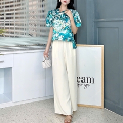Set Bộ Nữ Áo Cut Out Vạt Trước Mix Quần Suông Dài Đi Dạo Phố Đi Du Lịch MIMIX - EZ1