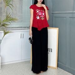 Set Bộ Áo Thêu Hạc Mix Quần Dáng Suông Dài Đi Dạo Phố MIMIX - EZ2