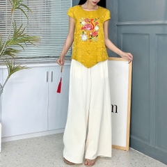 Set Bộ Áo Thêu Hạc Mix Quần Dáng Suông Dài Đi Dạo Phố MIMIX - EZ2