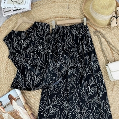 Set Bộ Nữ Áo Cổ Đổ Mix Quần Ống Rộng Họa Tiết Đi Làm Đi Chơi Chất Lụa Ngọc In Hoa MIMIX - EZ5
