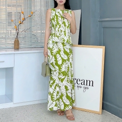 Set Váy Nữ Áo Sát Nách Nơ Đôi Mix Chân Váy Đuôi Cá Dáng Dài Chất Linen Gân Đi Biển MIMIX - FA0