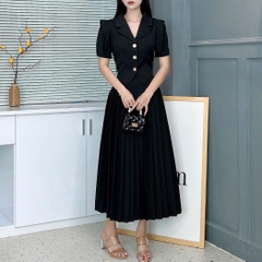 Set Váy Nữ Áo Vest Tay Bồng Kèm Chân Váy Xếp Ly Chất Chéo Ruby Đi Làm Đi Tiệc MIMIX - FA5