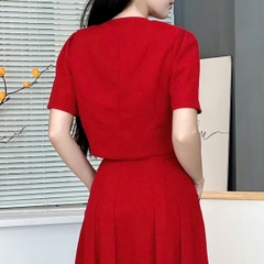 Set Bộ Váy Áo Vest Nút Đôi Mix Chân Váy Xếp Ly Dáng Dài Đi Tiệc Đi Làm MIMIX - EZ7