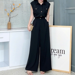Set Bộ Nữ Áo Sát Nách Phối Túi Mix Quần Suông Dáng Dài Chất Chéo Cotton Mềm Đi Làm MIMIX - EY9