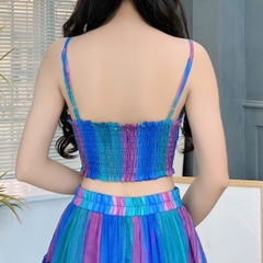 Set Váy Nữ Áo 2 Dây Cúp Mix Chân Váy Loang Dáng Dài Chất Tơ Đi Biển MIMIX - FC0