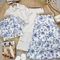 Set Váy Áo Sơ Mi Mix Chân Váy Phối Ren Dáng Dài Xòe Chất Linen Đi Dạo Phố MIMIX - FB9