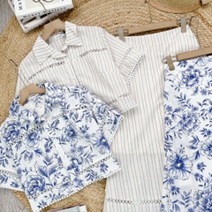 Set Váy Áo Sơ Mi Mix Chân Váy Phối Ren Dáng Dài Xòe Chất Linen Đi Dạo Phố MIMIX - FB9