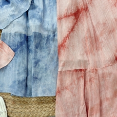 Set Bộ Váy Cổ Yếm Chất Tơ Linen Loang Dáng Dài Đi Biển MIMIX - FF4