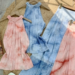 Set Bộ Váy Cổ Yếm Chất Tơ Linen Loang Dáng Dài Đi Biển MIMIX - FF4