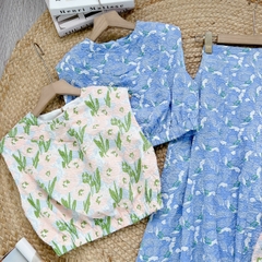 Set Váy Hoa Áo Sát Nách Eo Bo Chun Mix Chân Váy Dáng Dài Xòe Chất Cotton Cara Đi Biển MIMIX - FC5