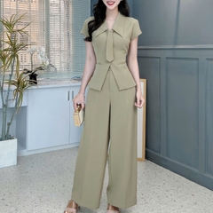 Set Bộ Áo Phối Caravat Mix Quần Dáng Dài Chất Terin Công Sở MIMIX - FD1