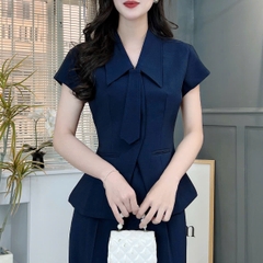 Set Bộ Áo Phối Caravat Mix Quần Dáng Dài Chất Terin Công Sở MIMIX - FD1