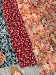 Set Bộ Váy Hoa Áo Croptop Tay Dài Mix Chân Váy Dáng Dài Chất Tơ Đi Du Lịch MIMIX - FD3