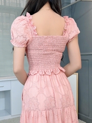 Set Váy Boi Áo Viền Bèo Mix Chân Váy Dáng Dài Chất Boi Cotton Đi Tiệc Đi Biển MIMIX  - FJ2