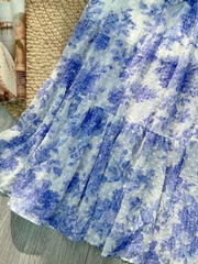 Set Bộ Váy Hoa Áo Croptop Tay Dài Mix Chân Váy Dáng Dài Chất Tơ Đi Du Lịch MIMIX - FD3