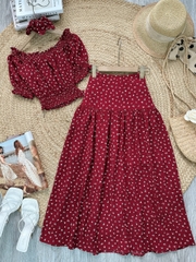 Set Váy Hoa Nhí Bo Eo Mix Chân Váy Dáng Dài Xòe Đi Biển MIMIX - FK7