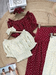 Set Váy Hoa Nhí Bo Eo Mix Chân Váy Dáng Dài Xòe Đi Biển MIMIX - FK7