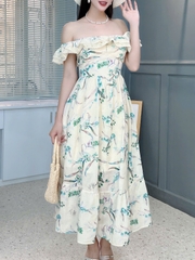 Đầm Bèo Hoa Cổ Viền Ren Cotton Đi Dạo Phố MIMIX FO1