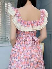 Đầm Bèo Hoa Cổ Viền Ren Cotton Đi Dạo Phố MIMIX FO1