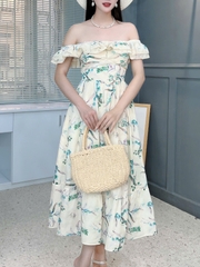 Đầm Bèo Hoa Cổ Viền Ren Cotton Đi Dạo Phố MIMIX FO1