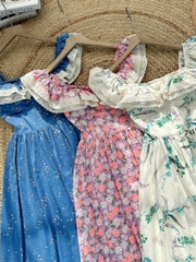 Đầm Bèo Hoa Cổ Viền Ren Cotton Đi Dạo Phố MIMIX FO1