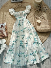 Đầm Bèo Hoa Cổ Viền Ren Cotton Đi Dạo Phố MIMIX FO1