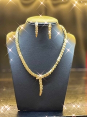 Bộ Vòng cổ + Bông tai Xi Đính Đá Cao Cấp