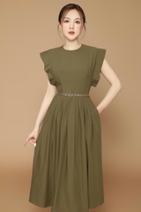 Đầm Qc Cổ Tròn Tay Bèo