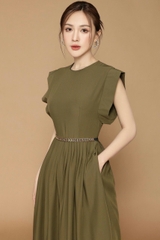 Đầm Qc Cổ Tròn Tay Bèo