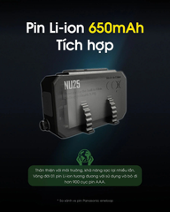 Đèn pin đội đầu siêu nhẹ NITECORE NU25 sáng 400 lumen chiếu xa 64m pin 650mAh USB-C